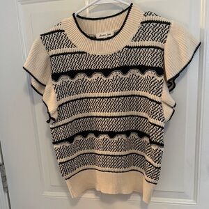 Another Love Black and Cream Knit Top